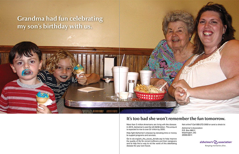 Alzheimer's print ad spread