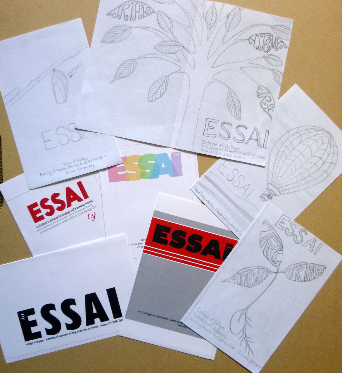 Essai book cover sketches