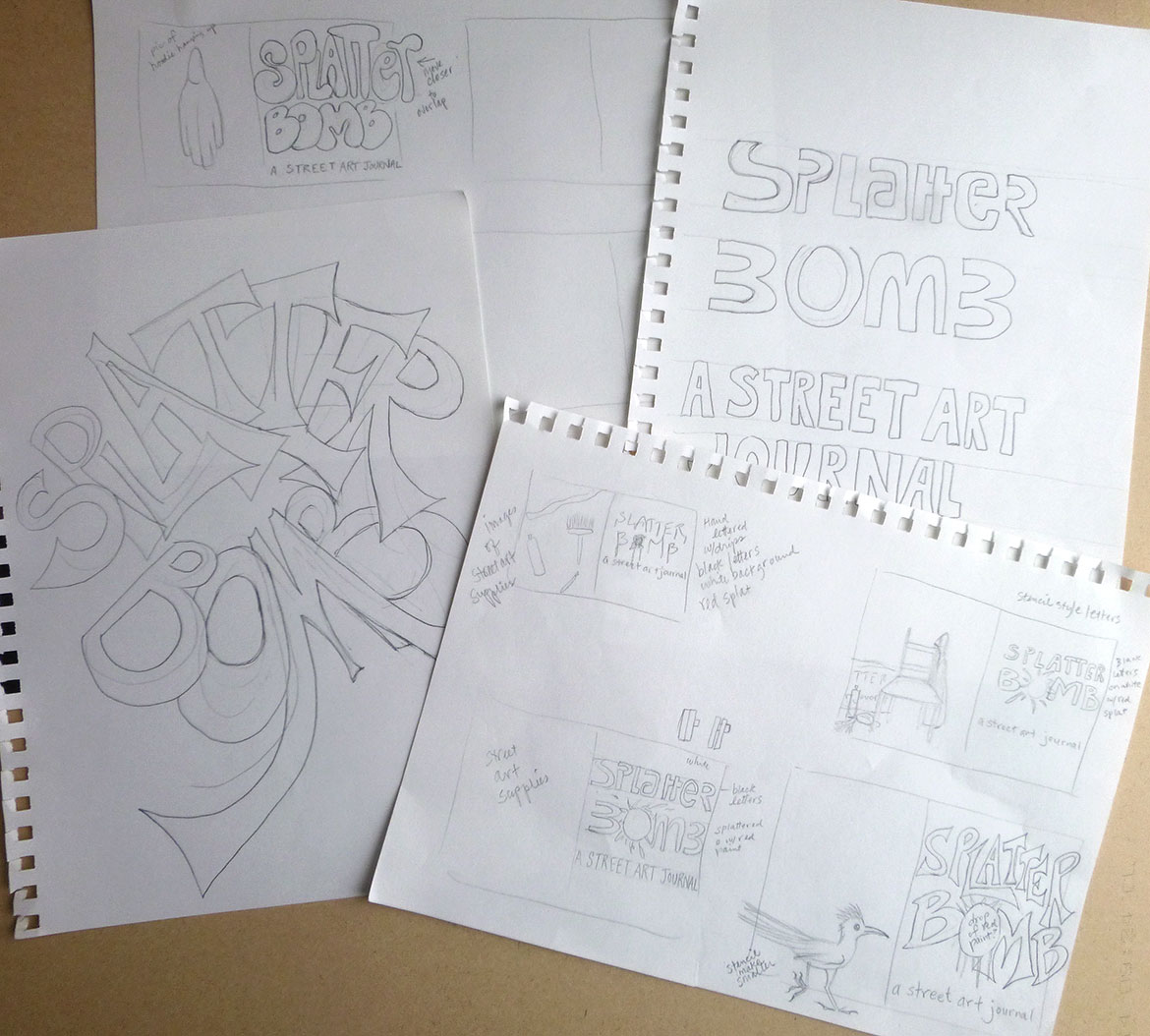 Splatter Bomb Book Cover Sketches